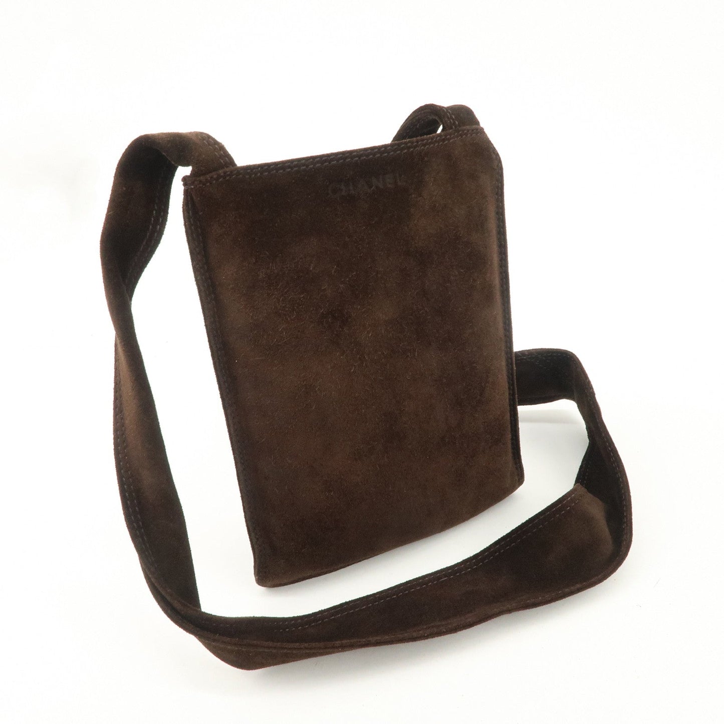 CHANEL Suede Shoulder Bag Crossbody Bag Dark Brown  d