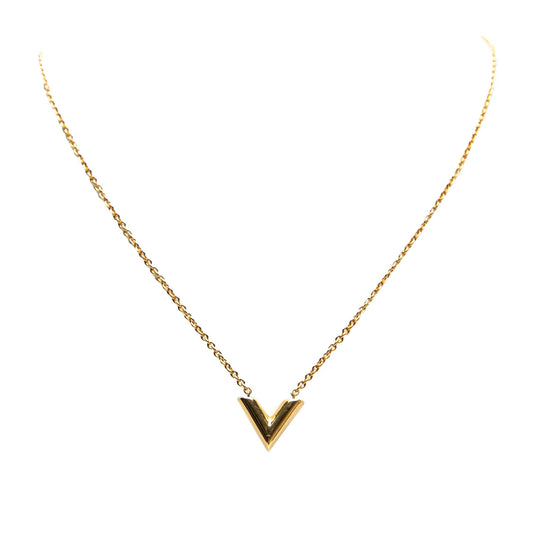 Gold Louis Vuitton Gold Plated Essential V Necklace