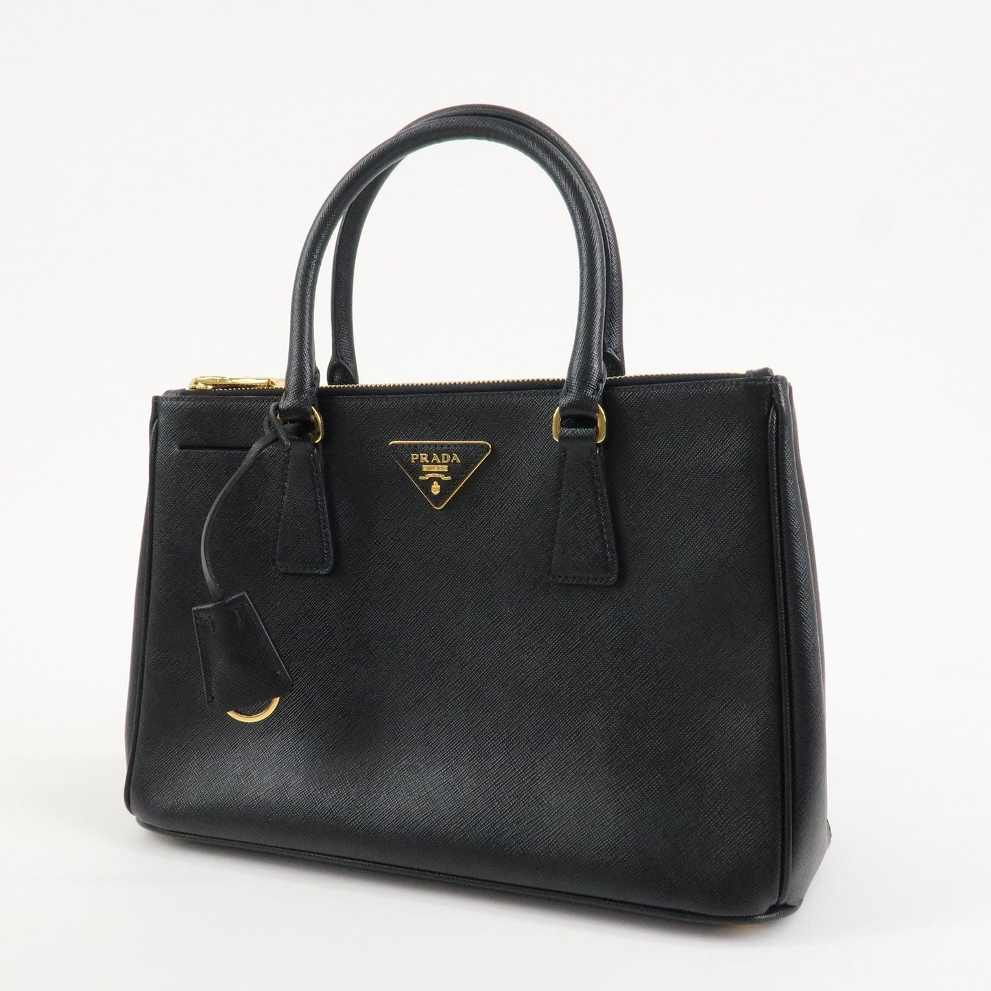 PRADA Triangle Logo Saffiano Leather 2WAY Hand Bag Black BN1801  d