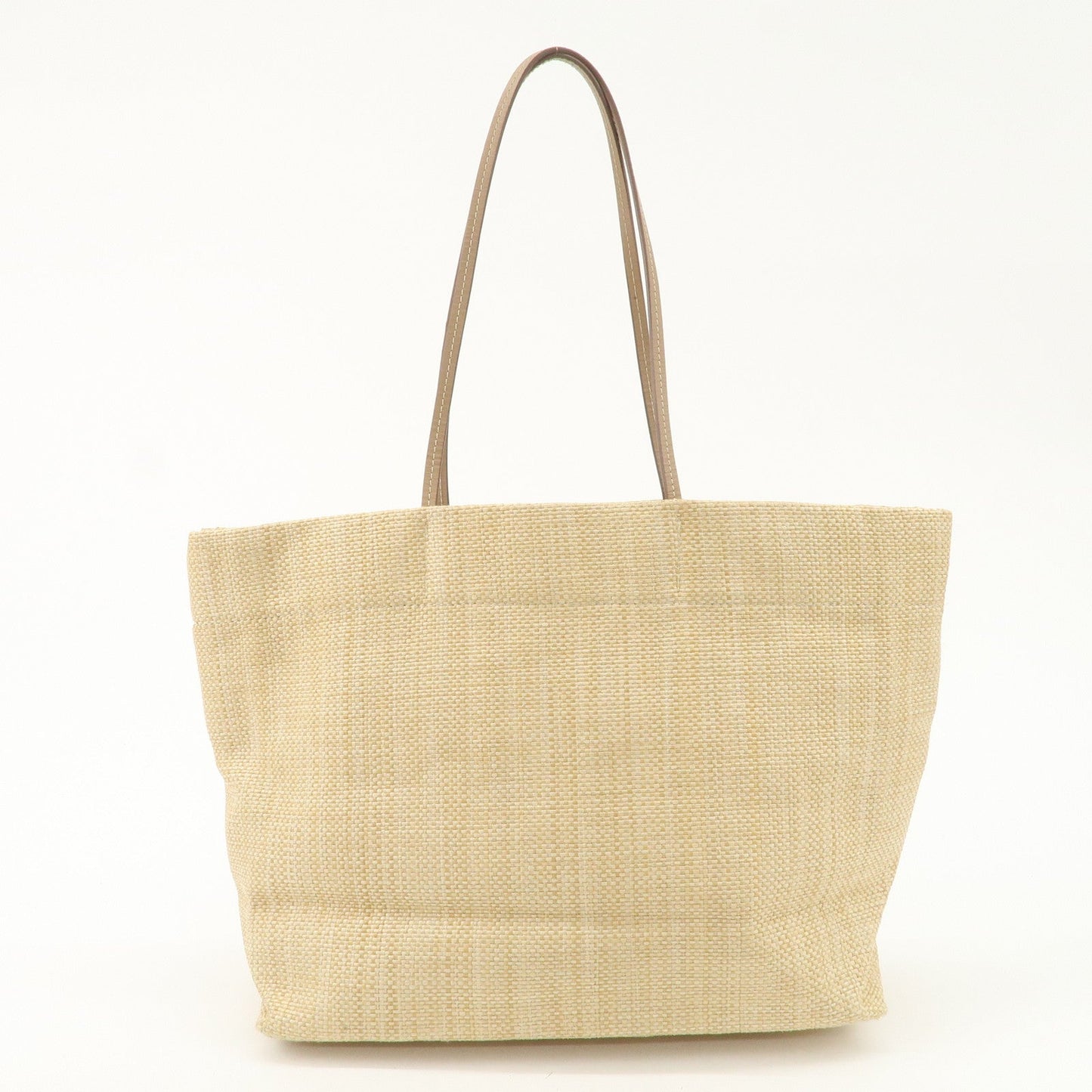 PRADA Leather Raffia Straw Tote Bag Shoulder Bag Beige  d