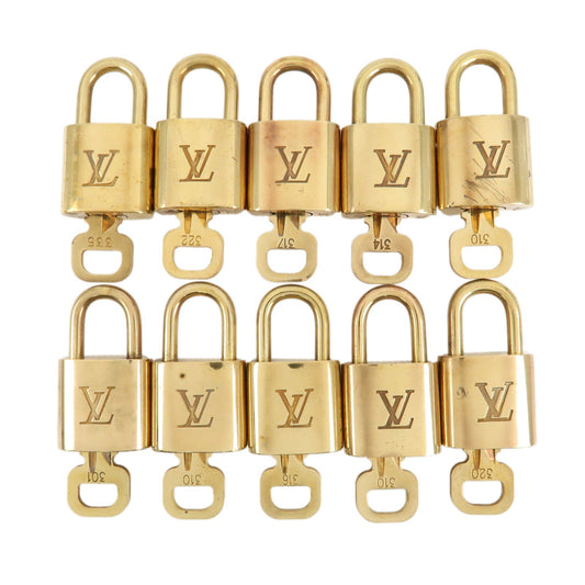 Louis Vuitton Set of 10 Lock & Key Cadena Key Lock Metal Gold