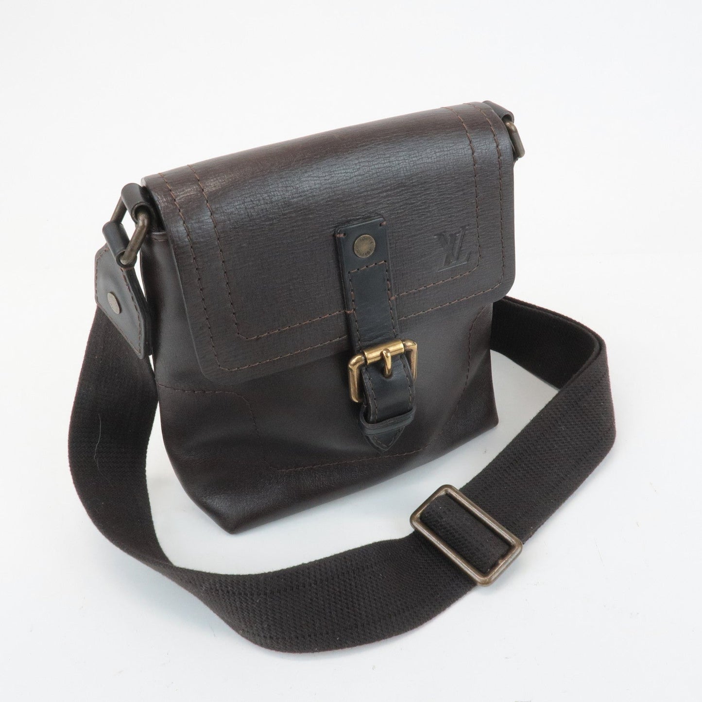 Louis Vuitton Utah Calf Leather Shoulder Bag Crossbody Bag Cafe M92995  d