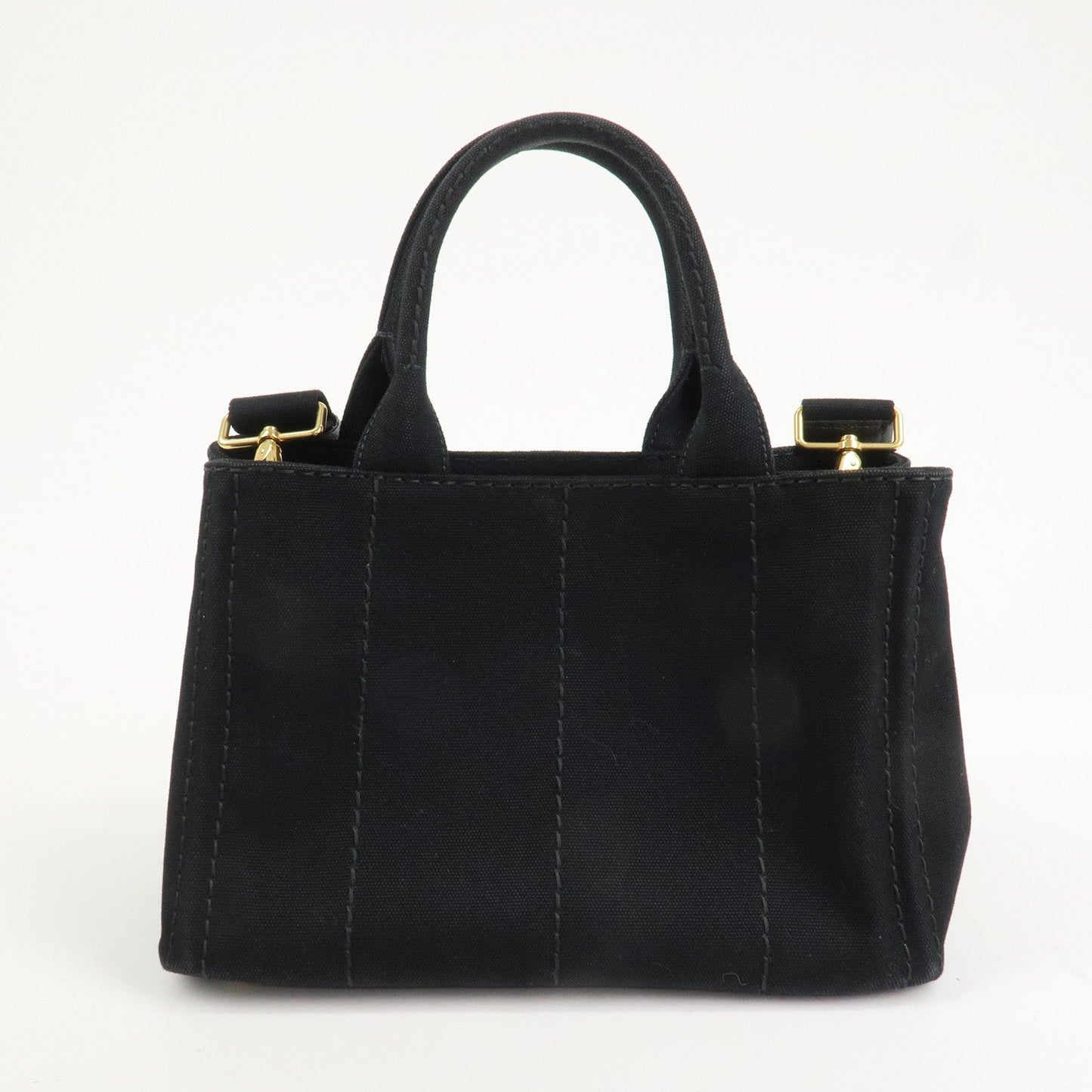 PRADA Canapa Mini Canvas 2Way Hand Bag Tote Bag Black 1BG439  d