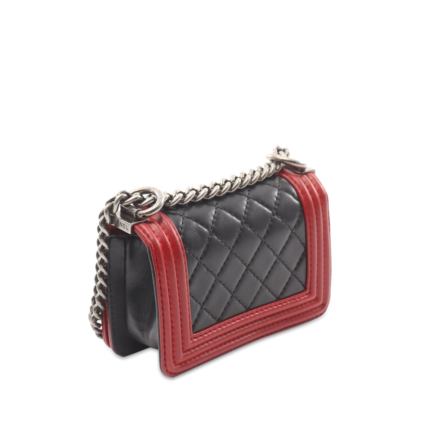 Black Chanel Mini Bicolor Quilted Lambskin Boy Flap Crossbody Bag