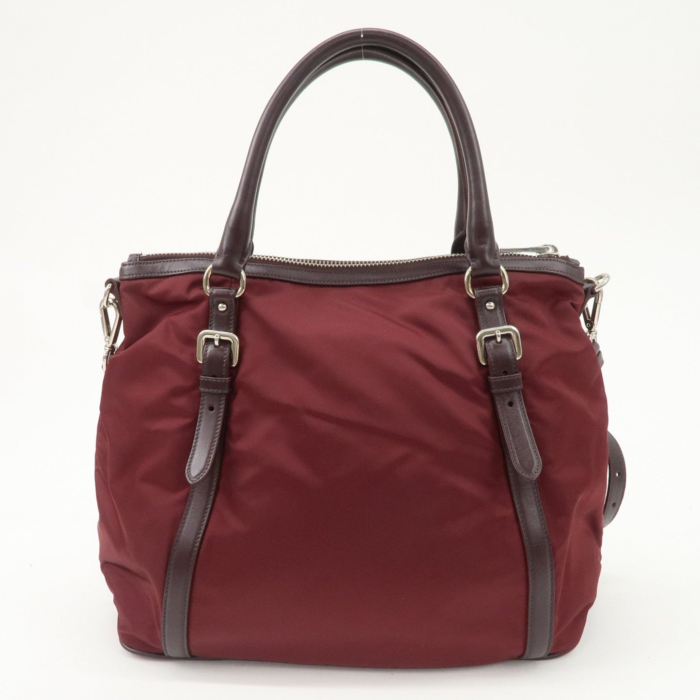 Prada Logo Tessuto Nylon Hand Bag Shoulder Bag Burgundy Red BR5116  d
