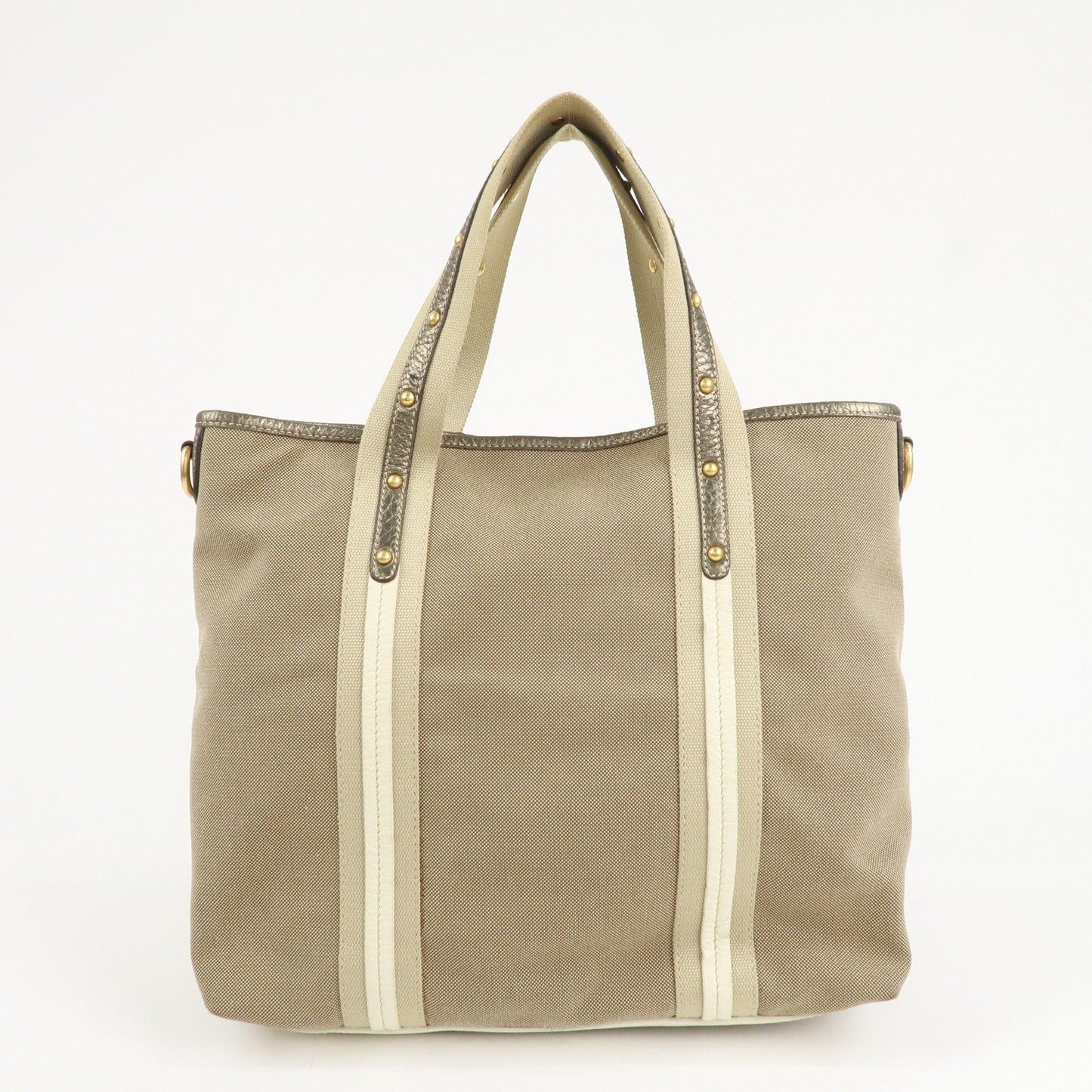 PRADA Nylon Jacquard 2Way Tote Shoulder Bag Beige BN1452  d