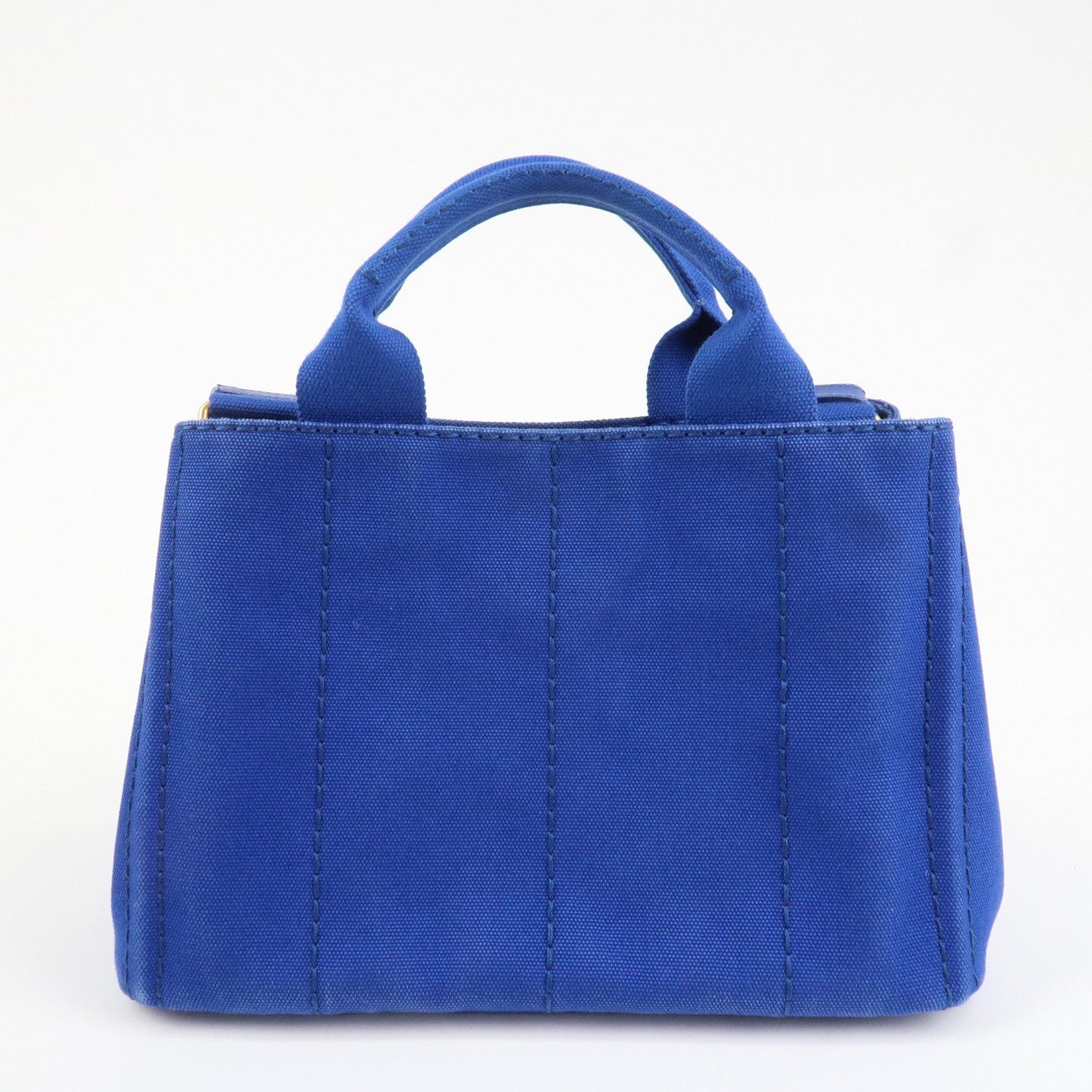 PRADA Logo Canapa Mini Canvas 2Way Tote Shoulder Bag Blue BN2439  d