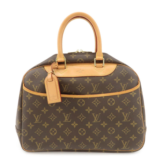 Louis Vuitton Leather Canvas Monogram Deauville Hand Bag Boston Bag Brown Gold Hardware M47270  d
