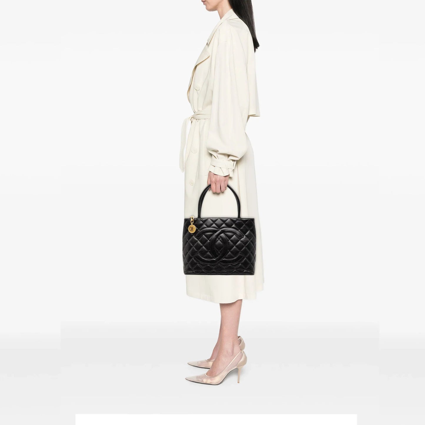 Black Chanel Caviar Medallion Tote