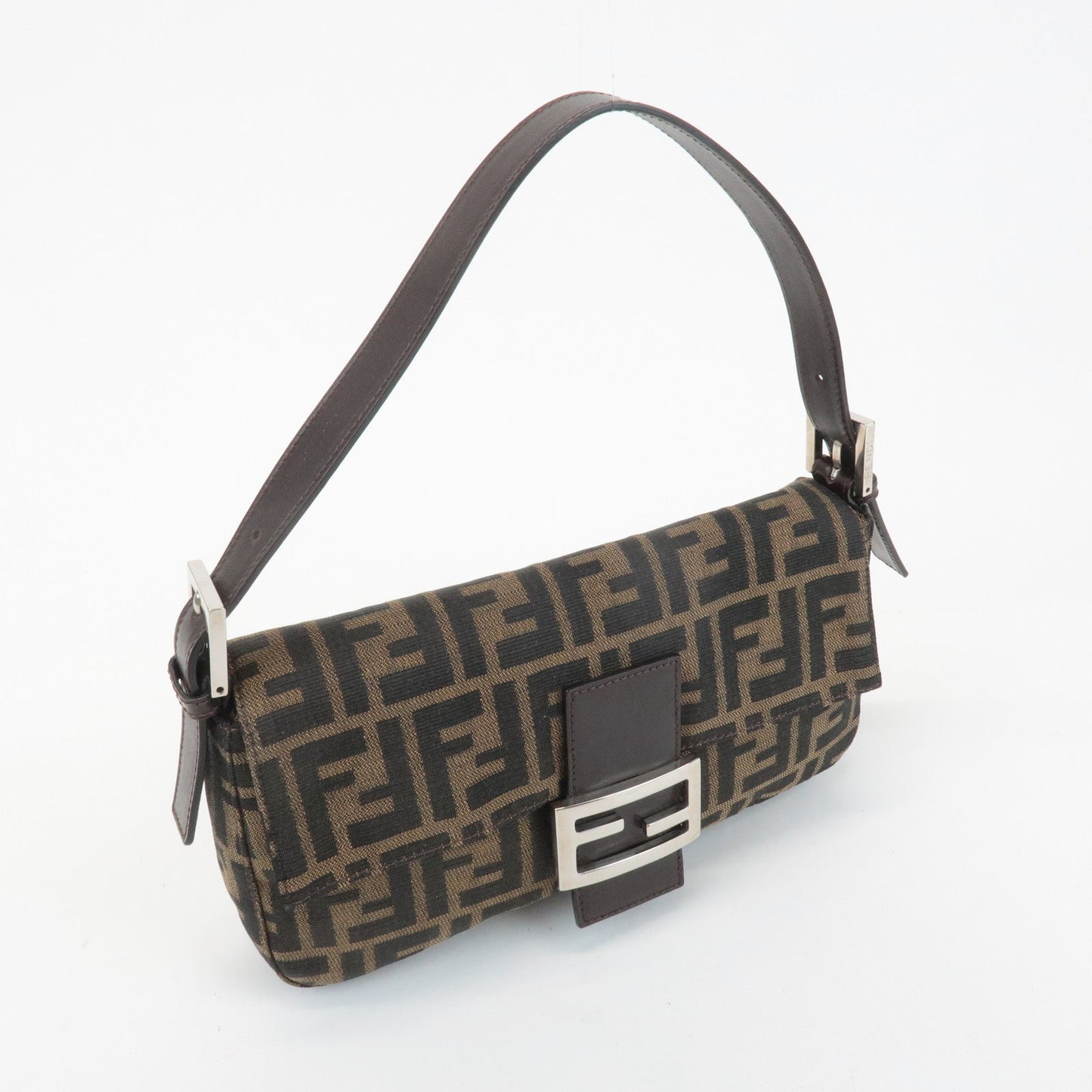 FENDI Zucca Mamma Baguette Canvas Shoulder Bag 26424 Brown Black  d