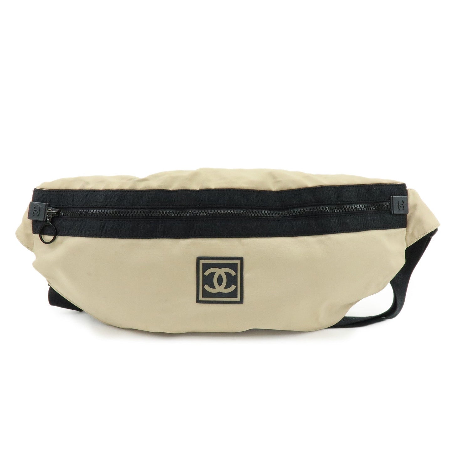 CHANEL Sports Line Nylon Banana Bag Waist Bag Crossbody Bag Beige