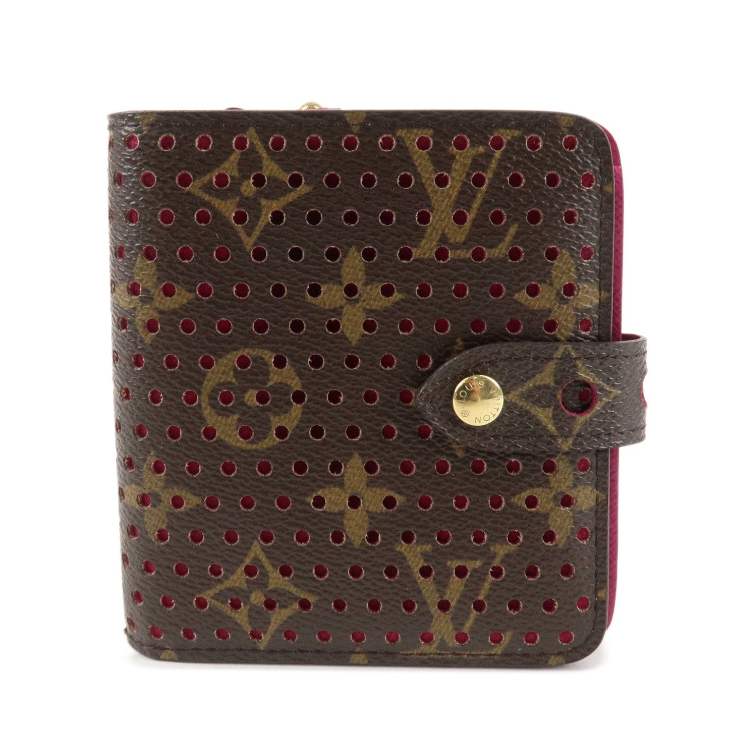 Louis Vuitton Monogram Perfor Compact Zip Bi-fold Wallet Fuchsia M95188  d