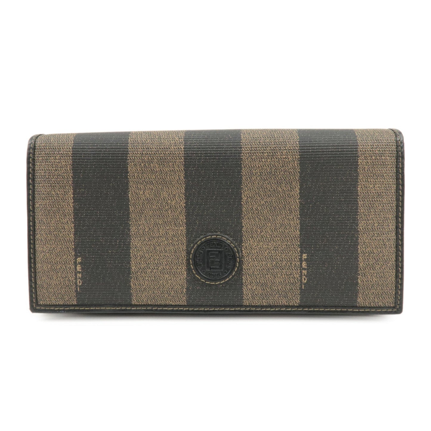 FENDI Pequin PVC Canvas Long Wallet Black Brown T20615  d