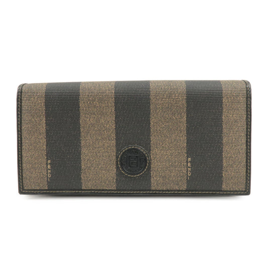 FENDI Pequin PVC Canvas Long Wallet Black Brown T20615  d