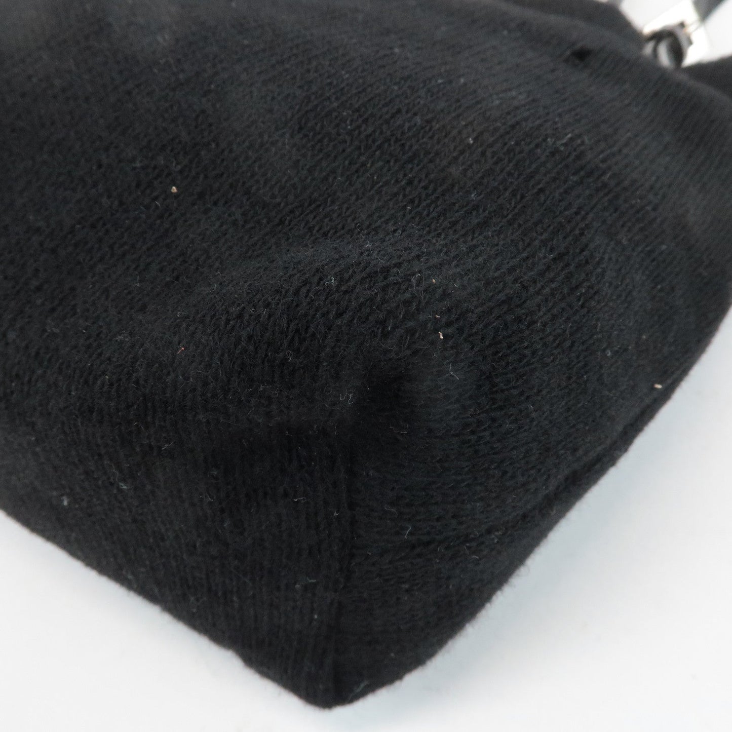 FENDI Wool Leather Tote Bag Shoulder Bag Black 26633  d