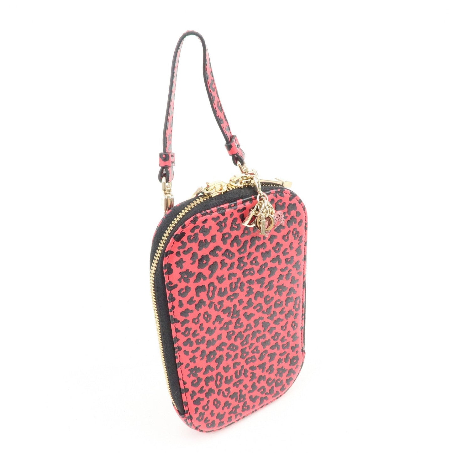 Christian Dior Lady Dior Leopard Print Phone Holder Phone Case Red