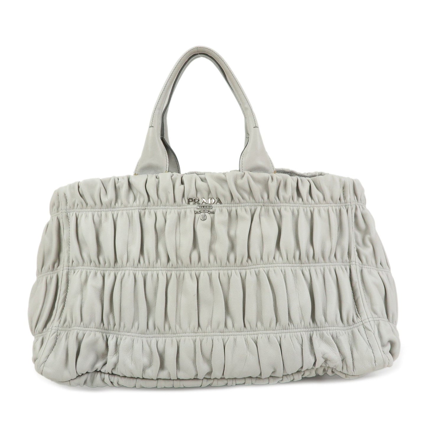 PRADA Canapa Nappa Gaufre Leather Gathered Large Tote Hand Bag