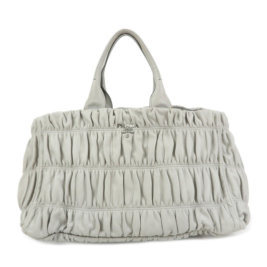 PRADA Canapa Nappa Gaufre Leather Gathered Large Tote Hand Bag