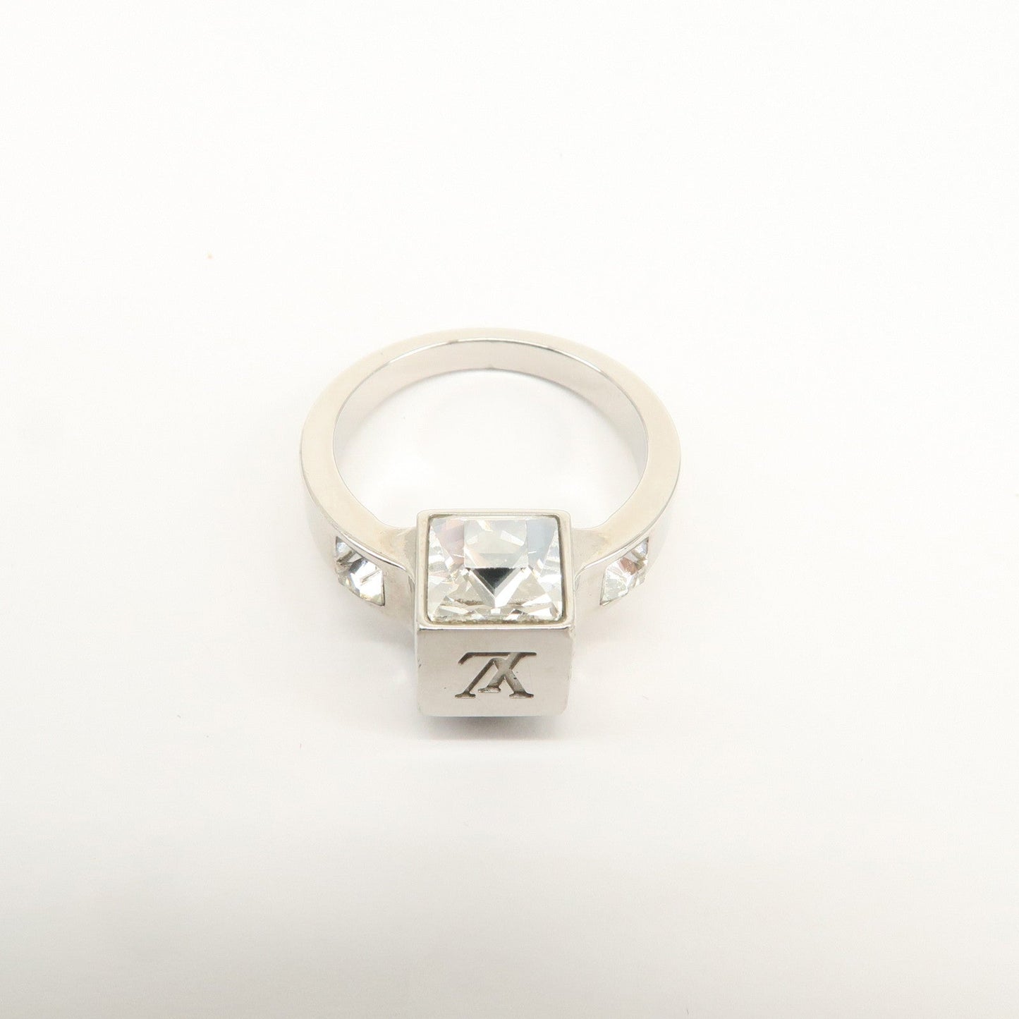 Louis Vuitton Berg Gamble Metal Rhinestone Ring Silver M66389