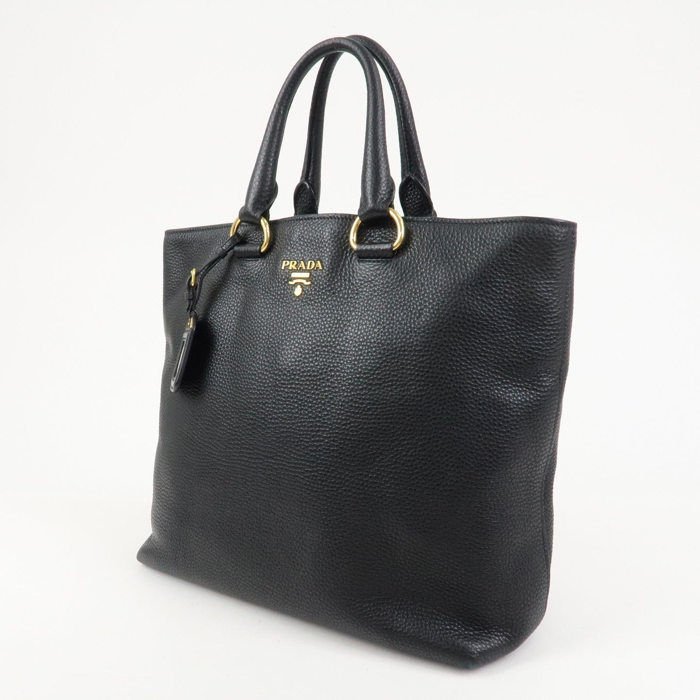 PRADA Vitello Daino Leather 2Way Tote Bag Shoulder Bag Black BN1713