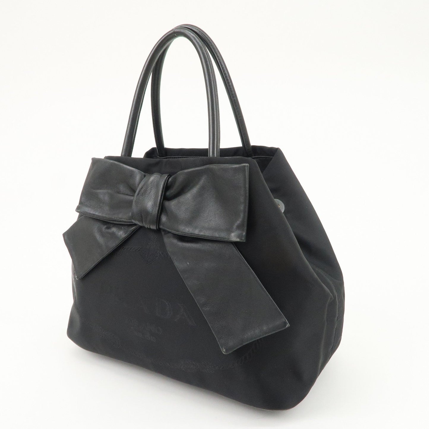 PRADA Nappa Leather Nylon Jacquard Ribbon 2Way Bag Hand Bag 1BG068  d
