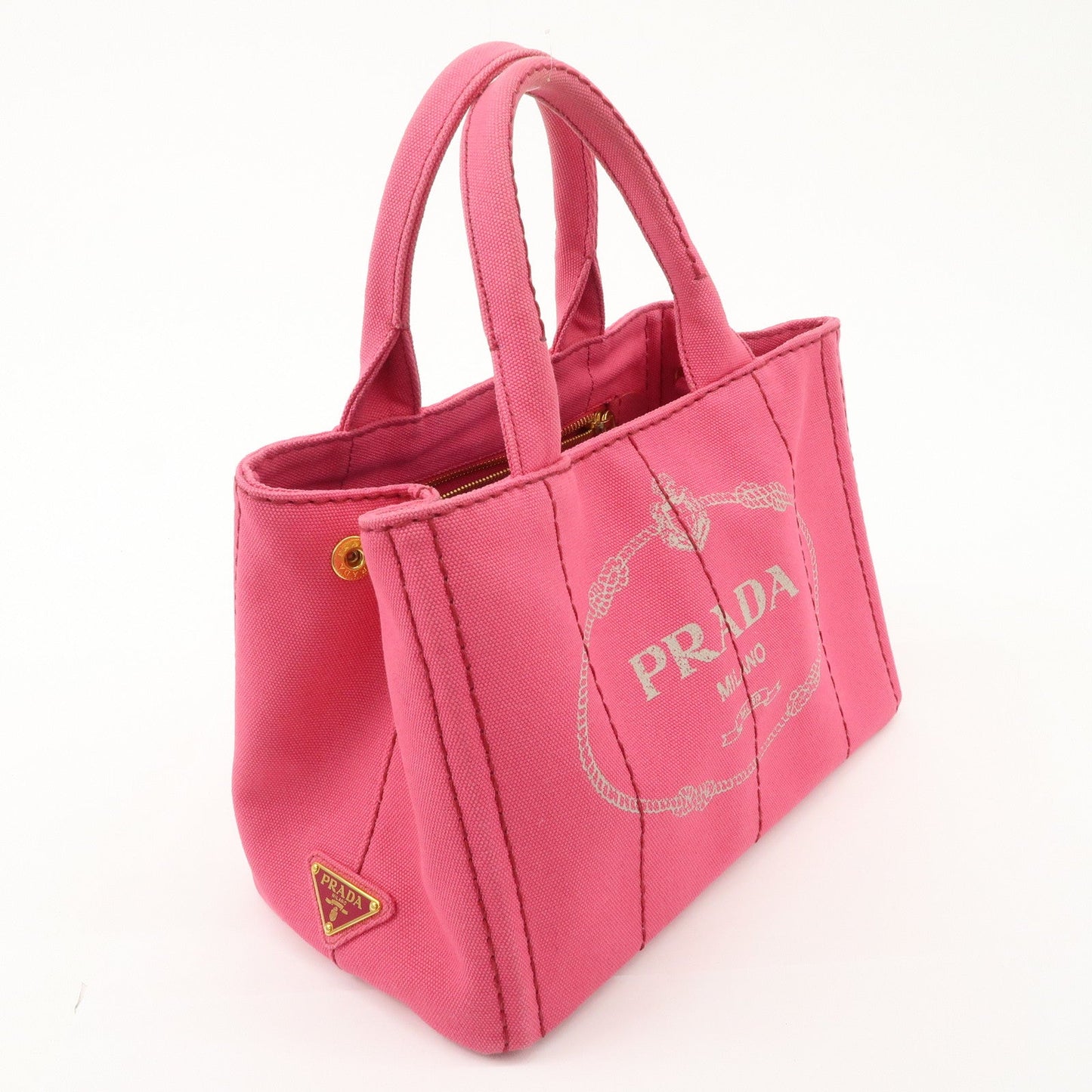 PRADA Logo Canapa Mini Canvas 2Way Tote Bag Pink 1BG439  d