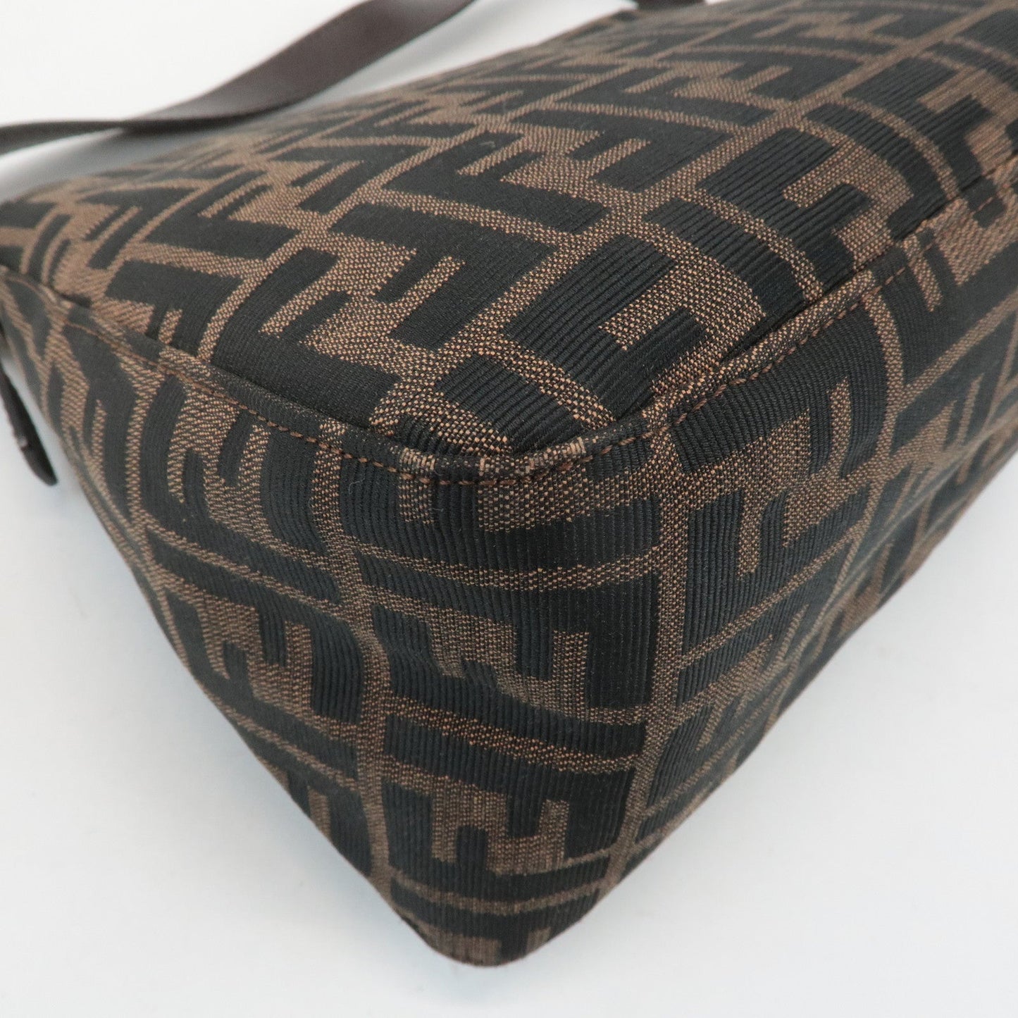 FENDI Mamma Baguette Canvas Leather Shoulder Bag Silver HDW 26325  d