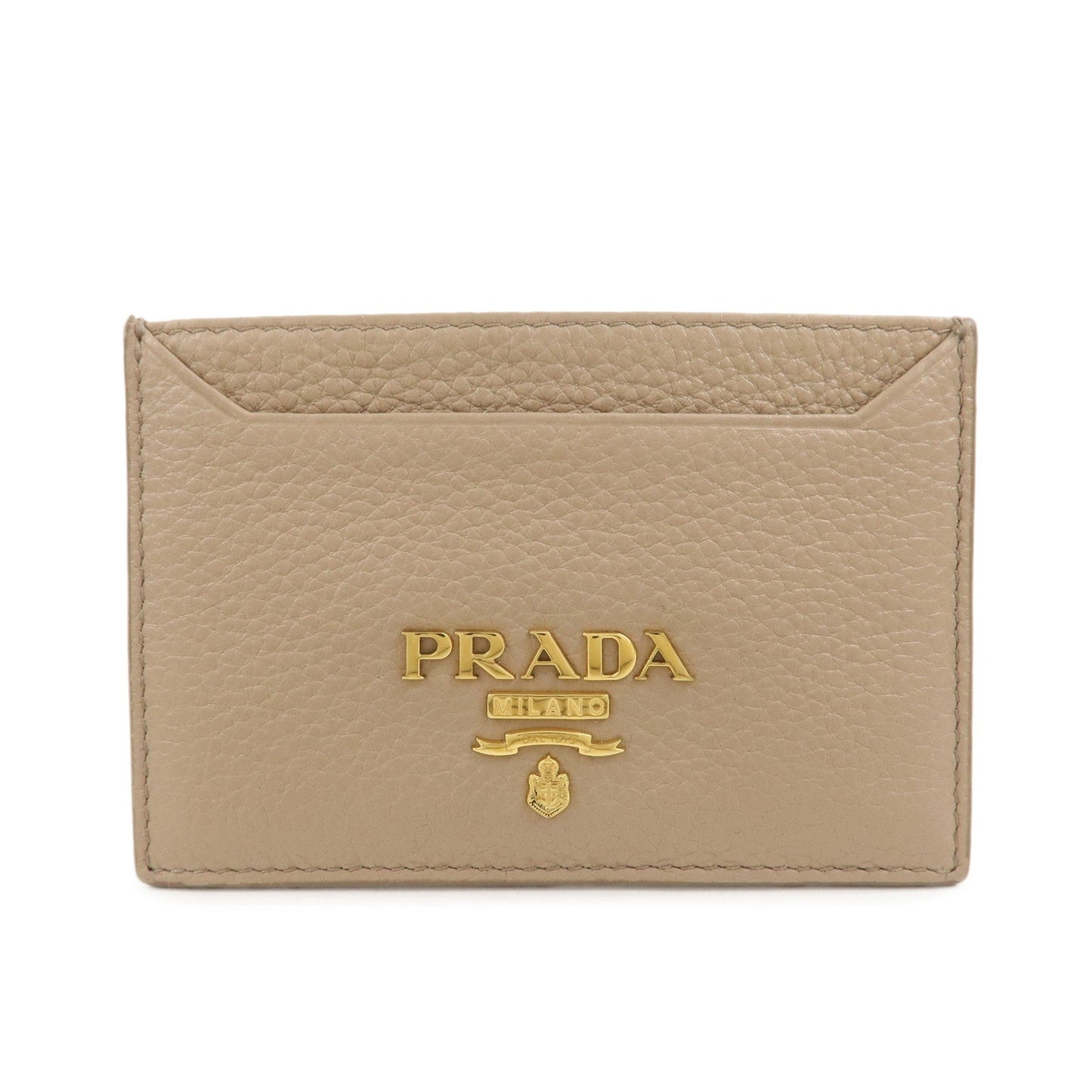PRADA Leather Card Case Card Holder Beige 1MC208