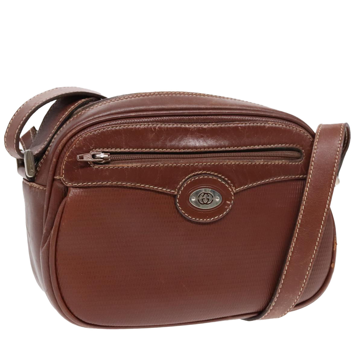 Gucci Double G Brown Leather Shoulder Bag