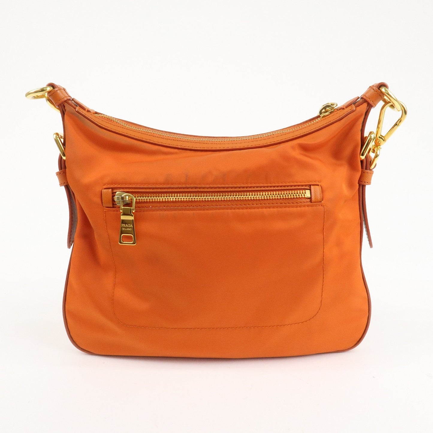 PRADA Triangle Logo Nylon Leather 2Way Shoulder Bag Orange  d