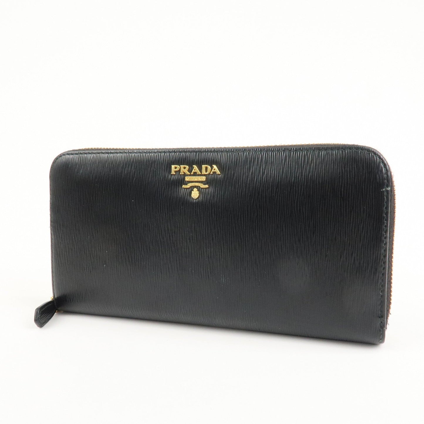 PRADA Vitello Move Leather Round Zippy Wallet Black 1ML506  d