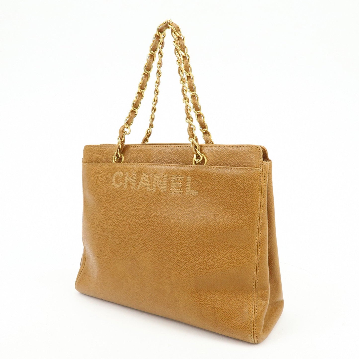 CHANEL Caviarskin Tote Bag Hand Bag Brown A08913