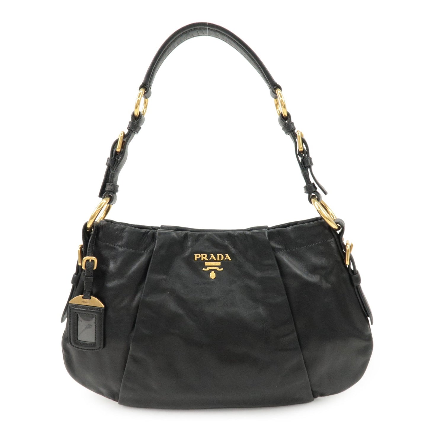 PRADA Logo Leather Shoulder Bag Hand Bag Black BR4930  d