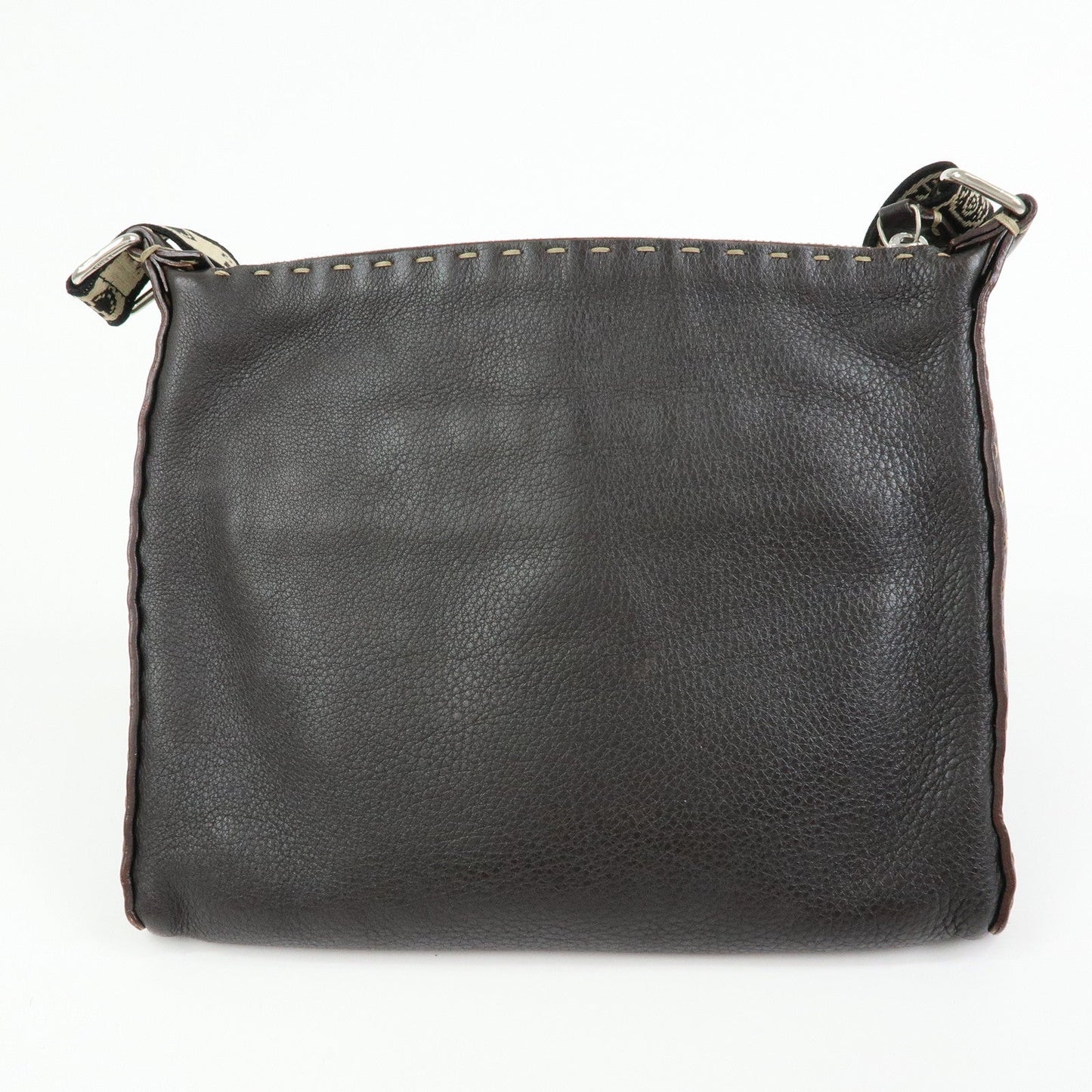 FENDI Selleria Leather Shoulder Bag Crossbody Bag Brown 8BT092