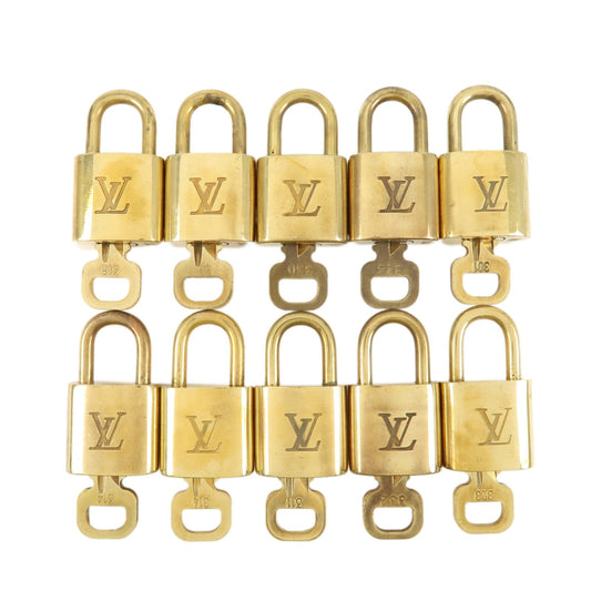 Louis Vuitton Set of 10 Lock & Key Cadena Key Lock Metal Gold  d
