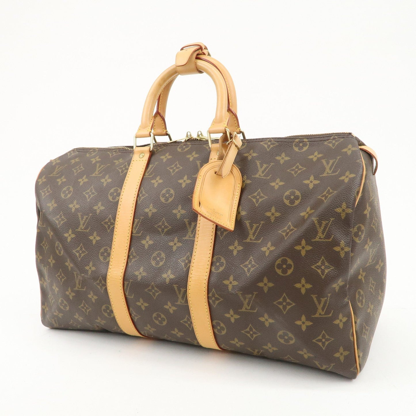 Louis Vuitton Monogram Keep All 45 Boston Bag Brown M41428  d