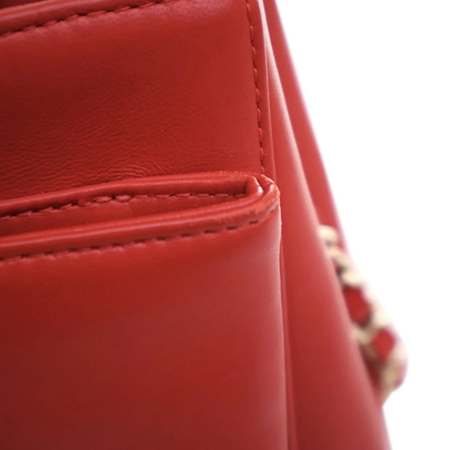 Red Chanel Small Lambskin CC Mania Shopping Tote Satchel