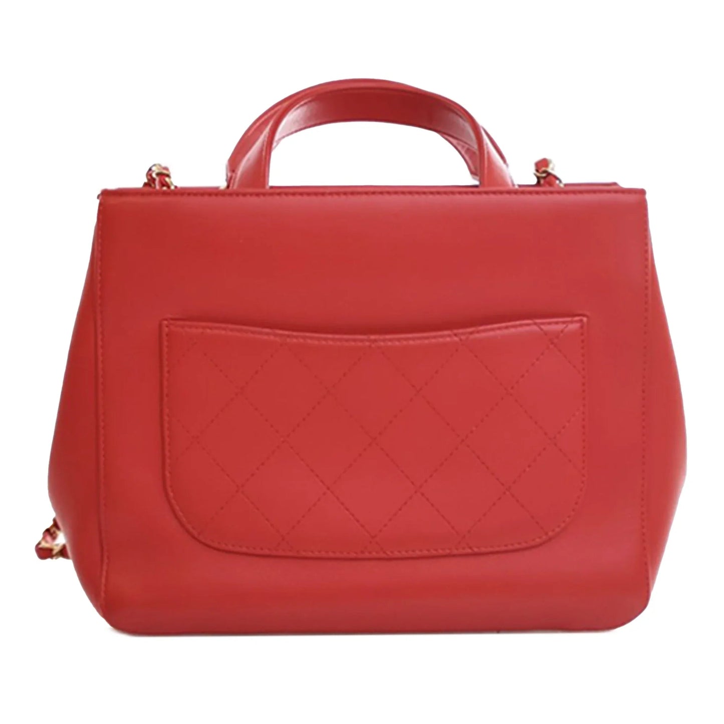 Red Chanel Small Lambskin CC Mania Shopping Tote Satchel