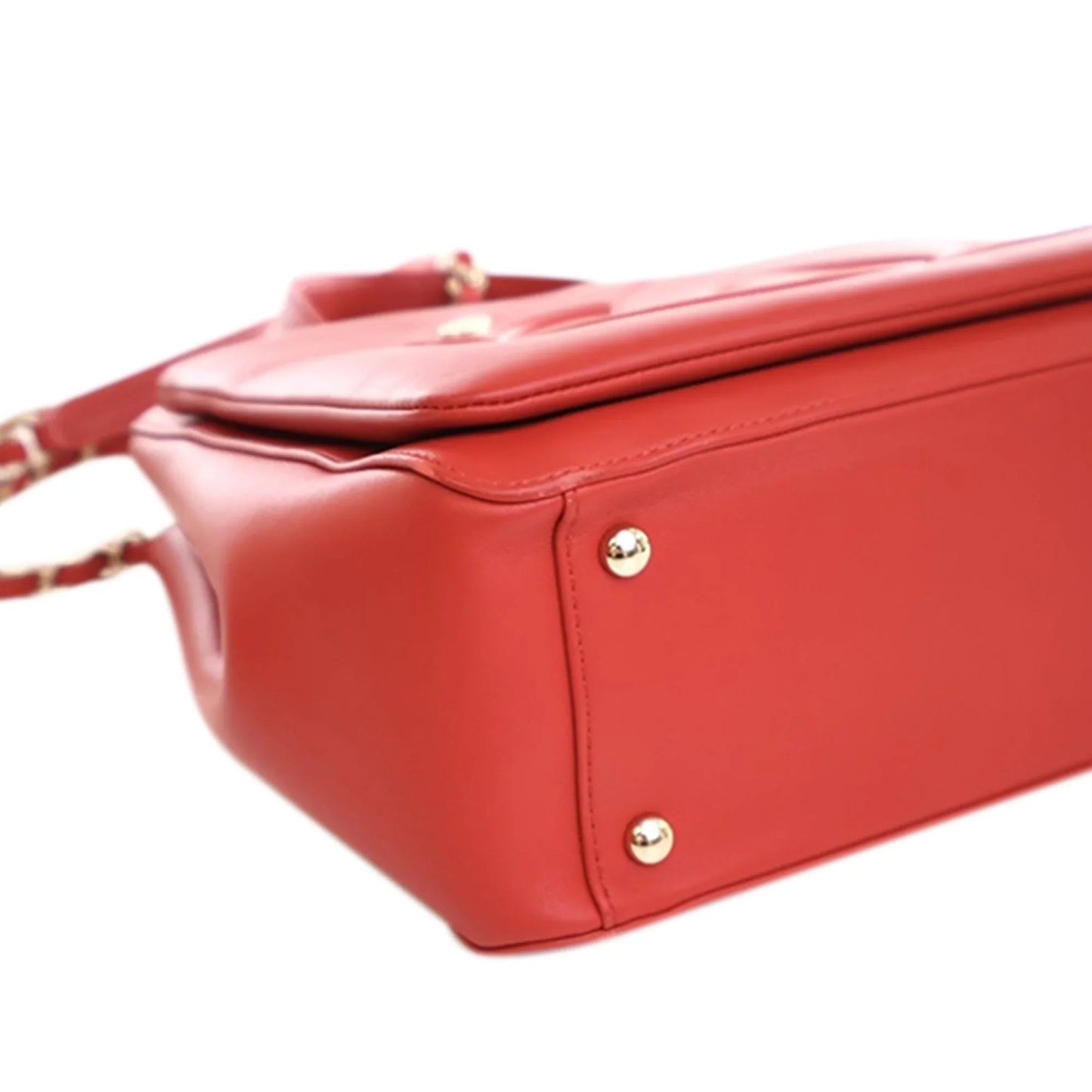 Red Chanel Small Lambskin CC Mania Shopping Tote Satchel