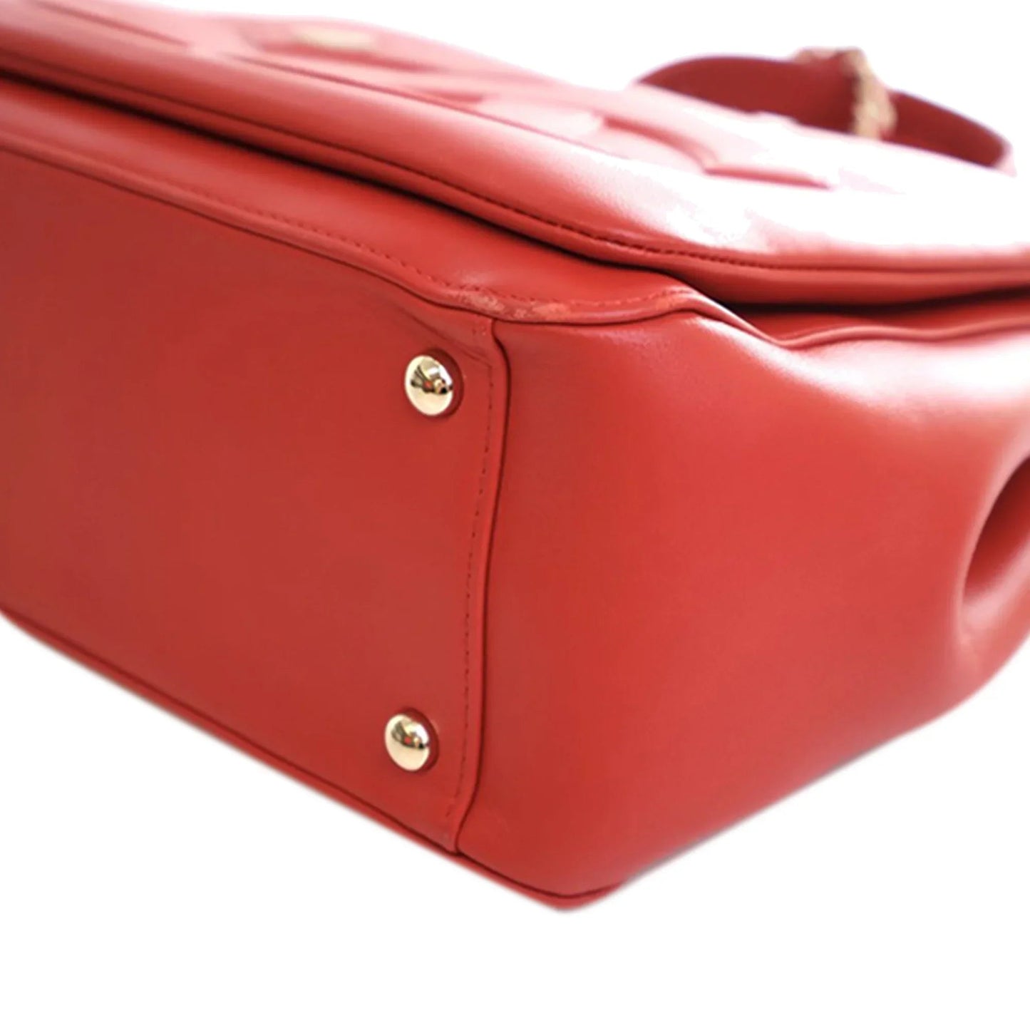 Red Chanel Small Lambskin CC Mania Shopping Tote Satchel