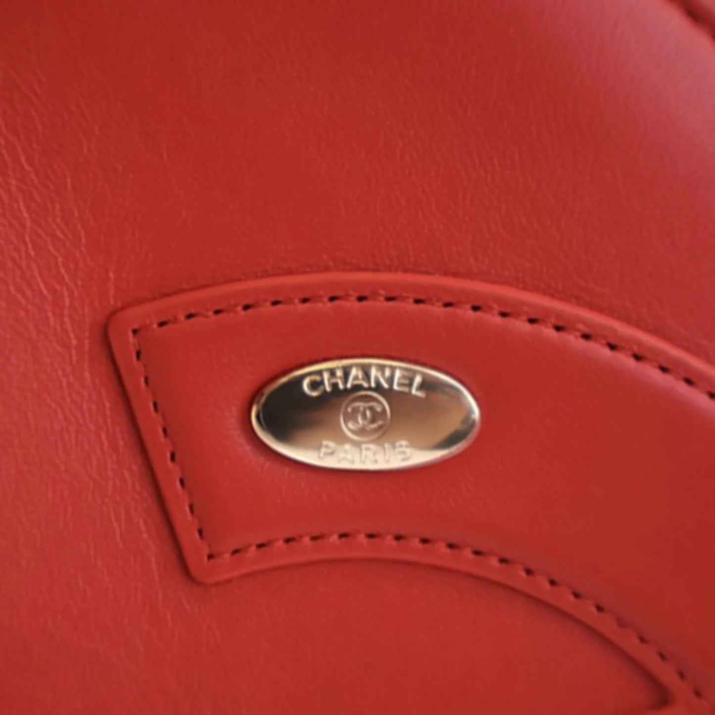 Red Chanel Small Lambskin CC Mania Shopping Tote Satchel