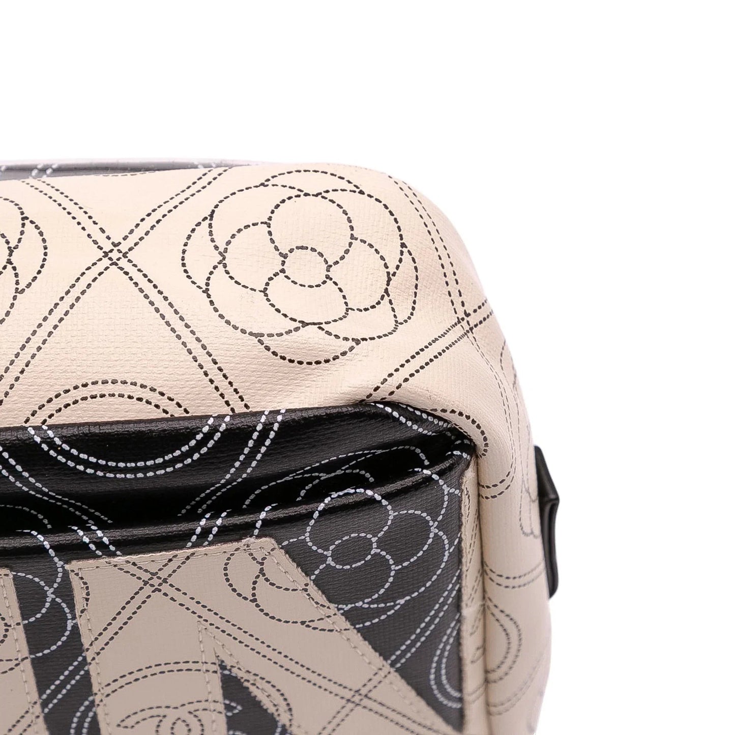 Black Chanel Coated Canvas Camellia Logo Camera Bag