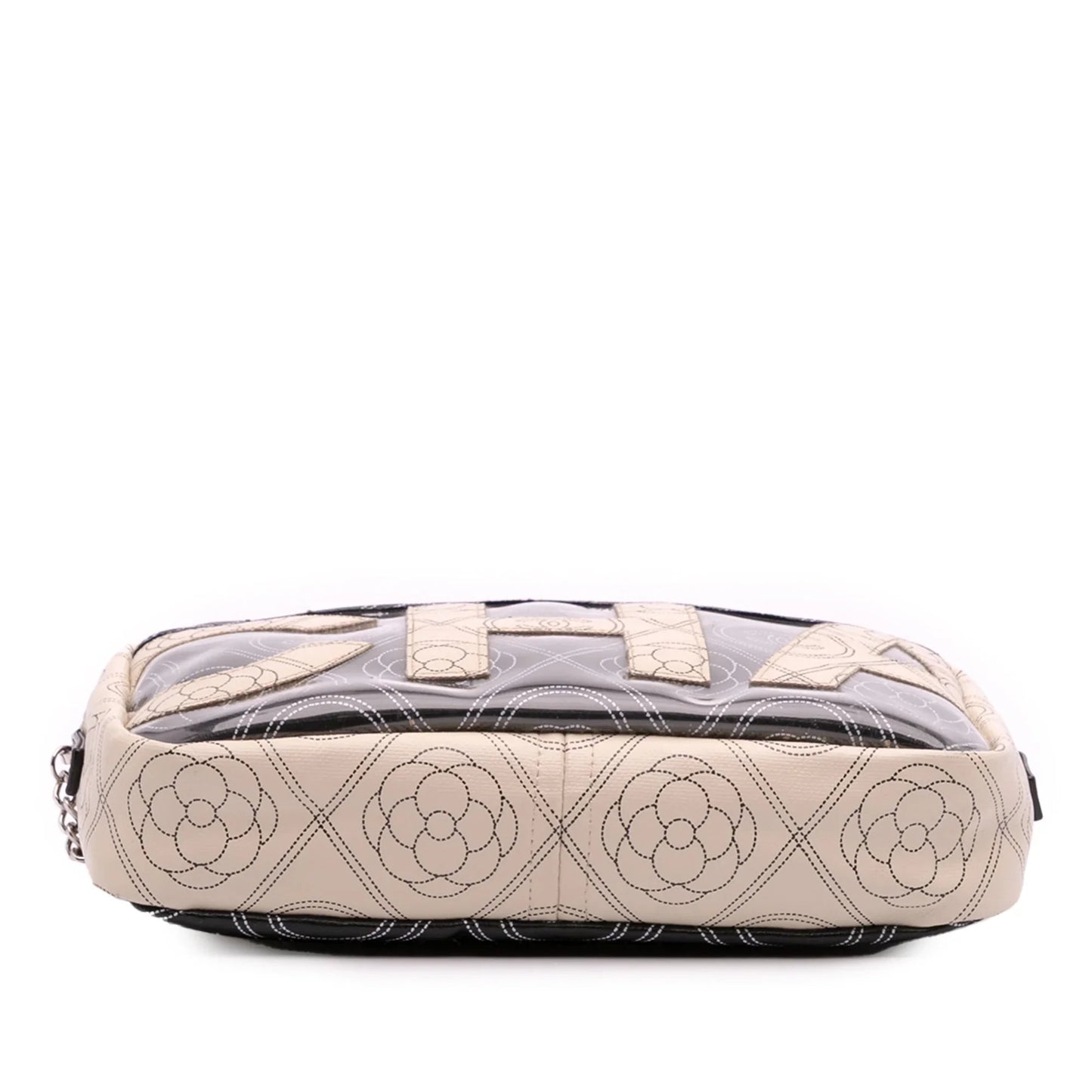 Black Chanel Coated Canvas Camellia Logo Camera Bag