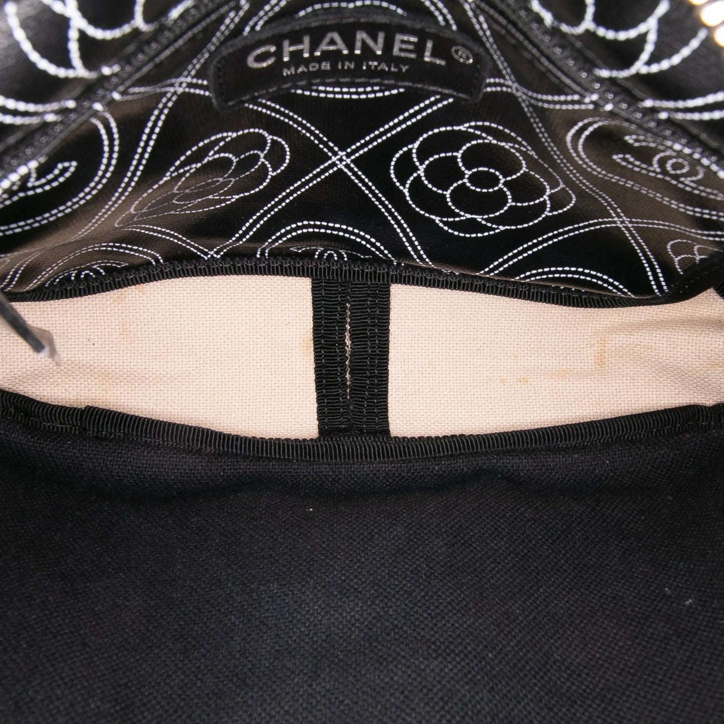Black Chanel Coated Canvas Camellia Logo Camera Bag