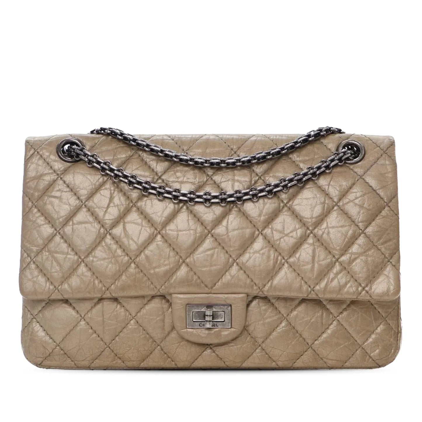 Brown Chanel Reissue 2.55 Aged Calfskin Double Flap 226 Shoulder Bag