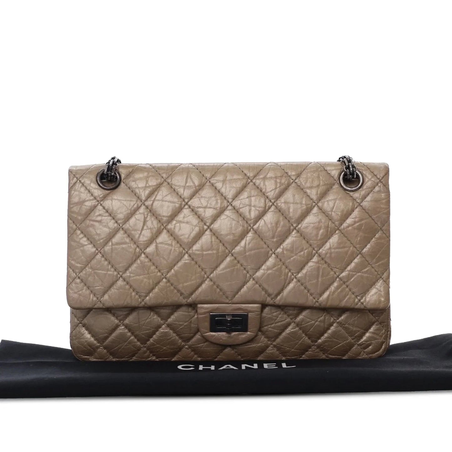 Brown Chanel Reissue 2.55 Aged Calfskin Double Flap 226 Shoulder Bag
