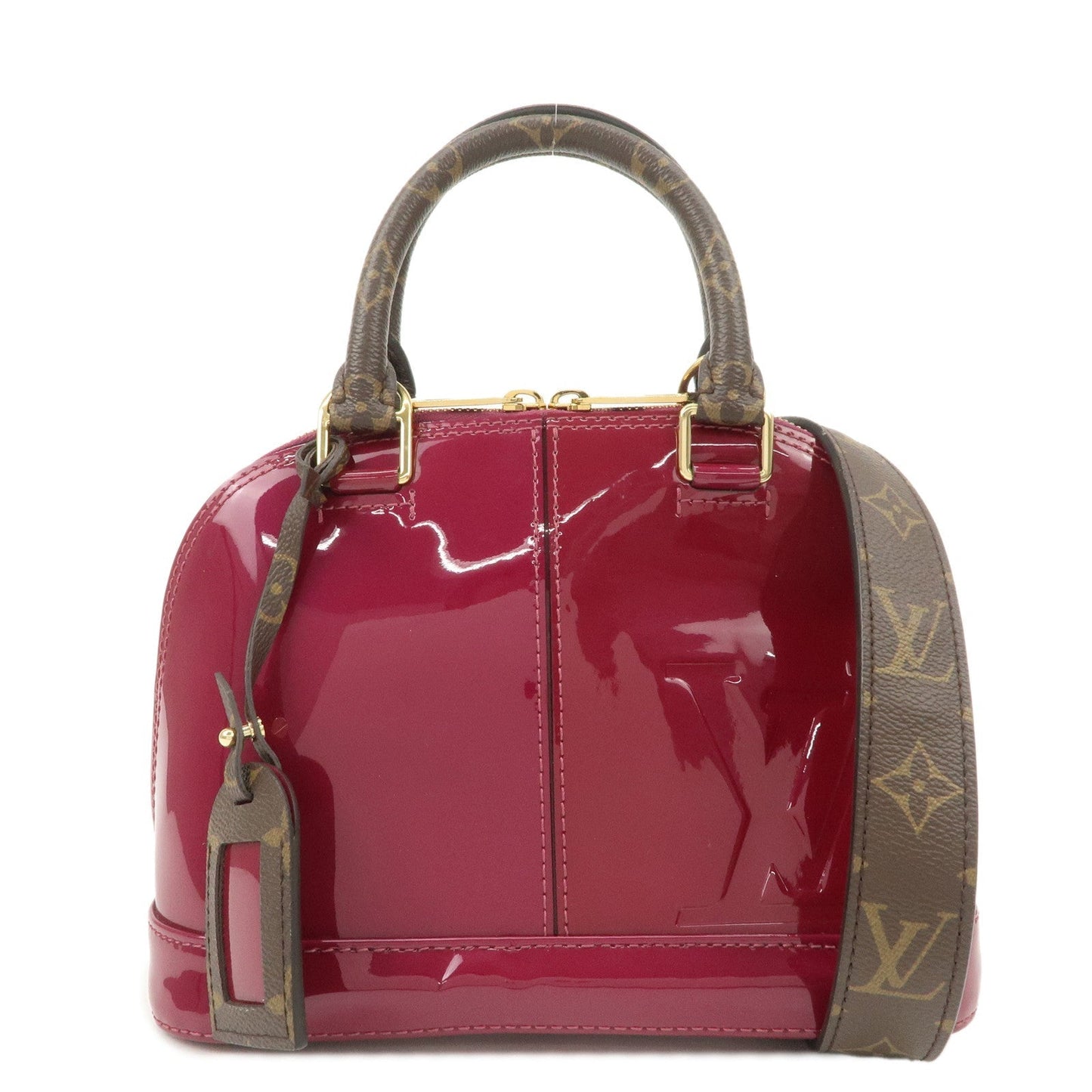 Louis Vuitton Monogram Vernis Alma BB 2Way Hand Bag Magenta M54785  d