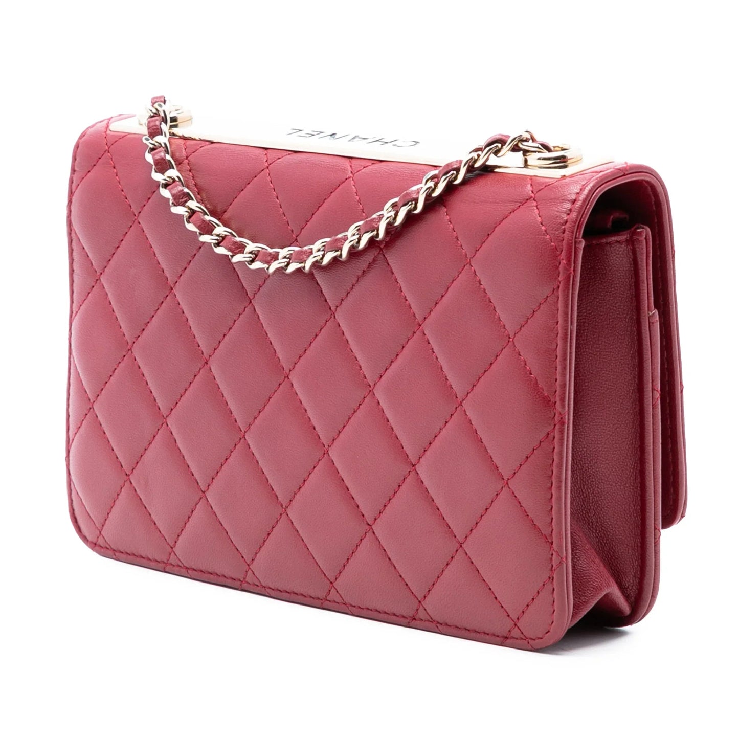 Red Chanel Lambskin Trendy CC Wallet On Chain Crossbody Bag