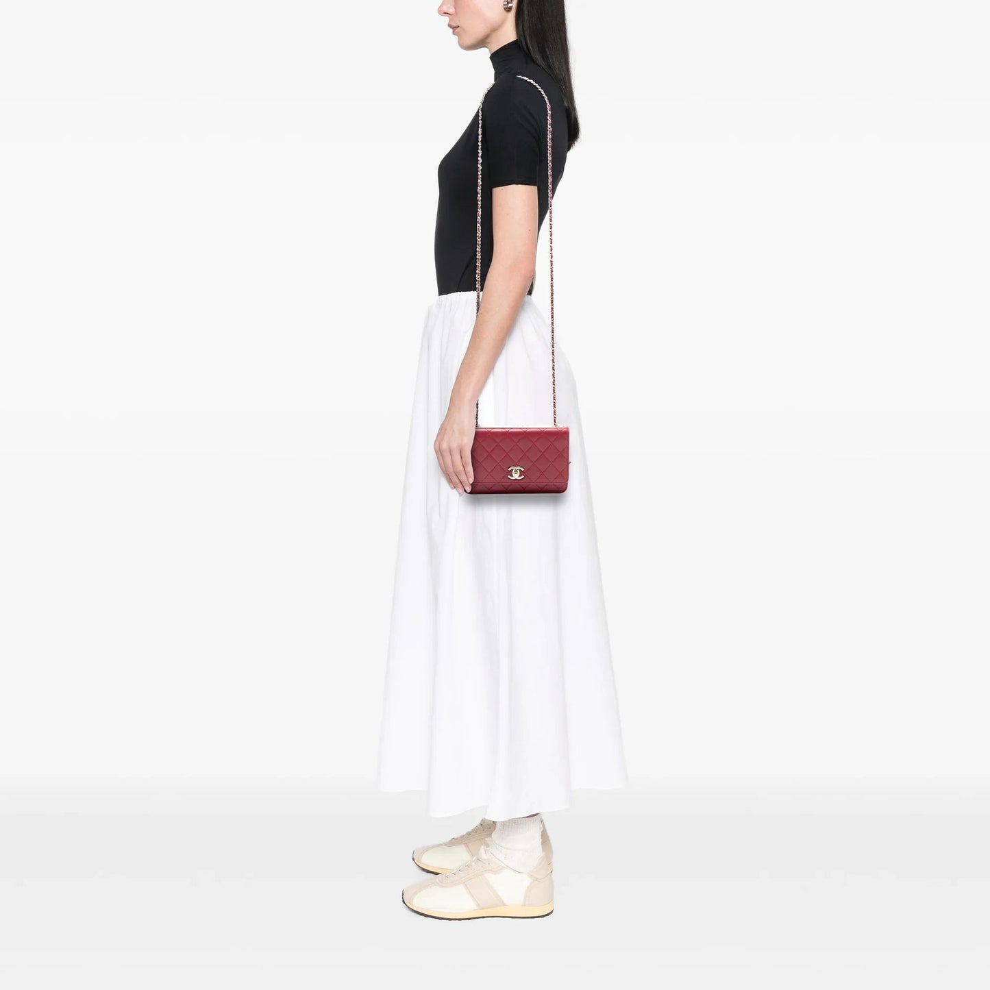 Red Chanel Lambskin Trendy CC Wallet On Chain Crossbody Bag