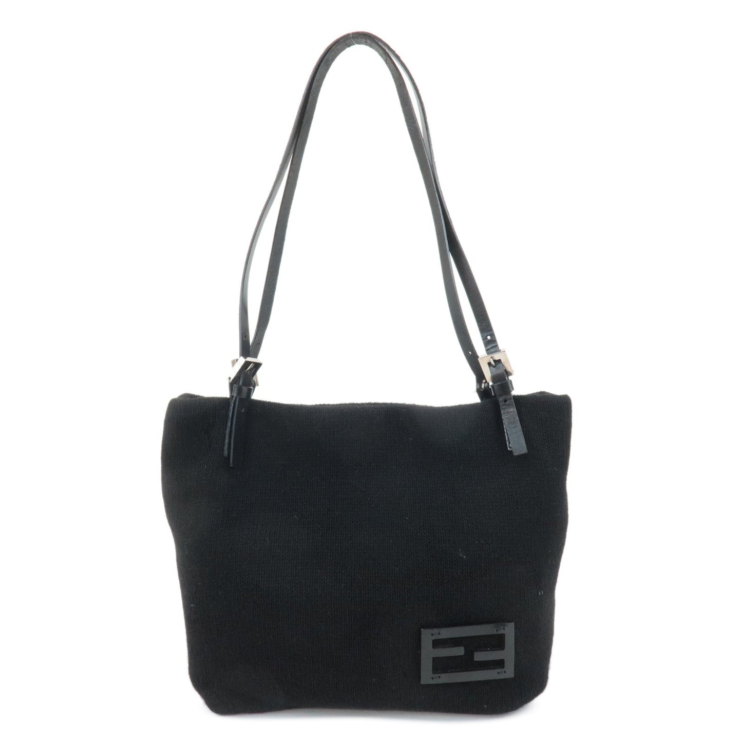 FENDI Wool Leather Tote Bag Shoulder Bag Black 26633  d